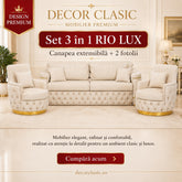 SET 3/1/1 CANAPEA CU 2 FOTOLII RIO LUX, Catifea BEJ