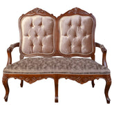 BANCHETA LUDOVIC, LEMN MARO / TAPISERIE CATIFEA CAPUCINO