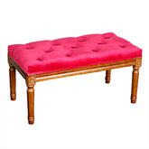 Banchetica clasica 80cm , cadru maro - tapiterie bordo