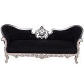 Canapea Rockstar 3 locuri clasica lemn argintiu, tapiterie neagra