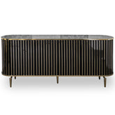 Consola TV cu RIFLAJE si blat tip marmura , Negru / Auriu