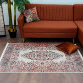 Covor stil clasic, Alb/Visiniu