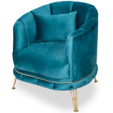 Fotoliu BELLA Gold , tapiterie catifea turcoaz