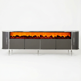 CONSOLA TV XXL ANTRACIT & ARGINTIU CU SEMINEU SI SPATII DEPOZITARE 275x45x80cm