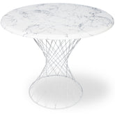 Masa alba metalica cu blat Alb "Marble Style" 85Ø