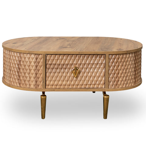 MASUTA CAFEA DIAMOND CU 2 SERTARE, LEMN & AURIU - 105X60x47CM MASUTA CAFEA DIAMOND CU 2 SERTARE, LEMN & AURIU - 105X60x47CM