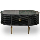 MASUTA CAFEA DIAMOND CU 2 SERTARE, NEGRU & AURIU - 105X60x47CM