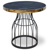 Masuta de cafea rotunda, negru mat & blat negru Ø60 x H63cm