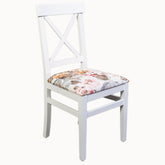 Scaun CAPRI de bucatarie, lemn alb si tapiterie flower