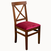 Scaun CAPRI de bucatarie, lemn maro si tapiterie bordo