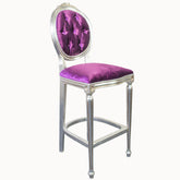 Scaun de bar "CROWN", cadru argintiu / tapiterie mov