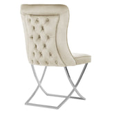 Scaun DELUXE metal argintiu / catifea bej