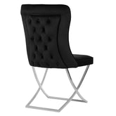 Scaun DELUXE metal argintiu / catifea neagra