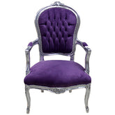 Semifotoliu LOUIS XV cadru argintiu - tapiterie mov