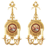 SET 2 aplice din BRONZ cu placa ceramica pictata manual