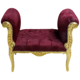 Taburet clasic retro baroc cadru auriu - tapiterie bordo