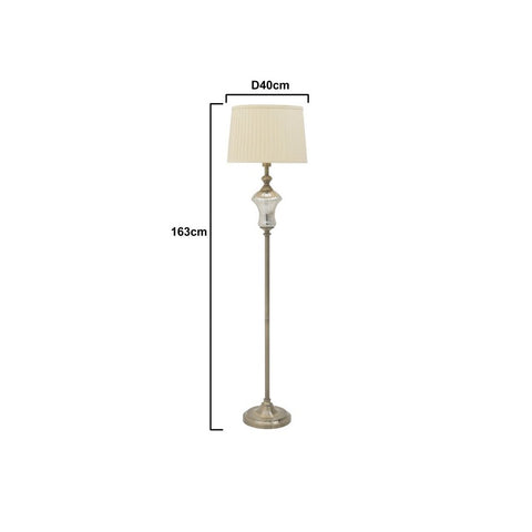 Lampa podea din metal si sticla Φ40Χ163cm Bej & Bronz