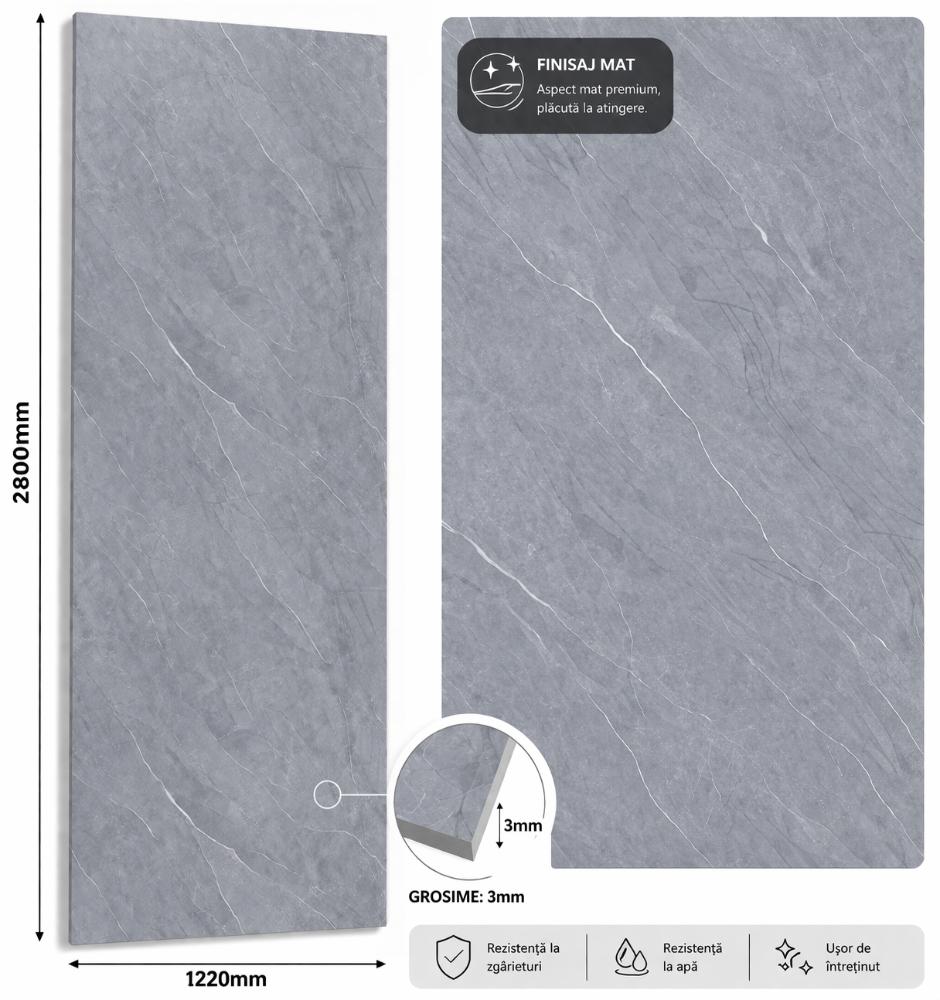 Panou SPC marble style  GRI MAT  2800x1220x3mm