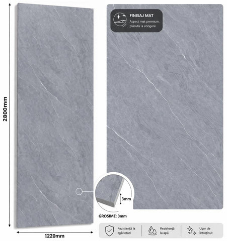 Panou SPC marble style  GRI MAT  2800x1220x3mm