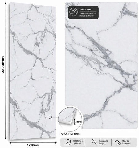 Panou SPC marble style  ALB  MAT  2800x1220x3mm