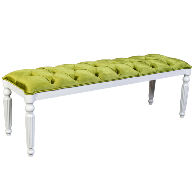 Banchetica clasica, lemn alb - catifea lime 127x40x43cm