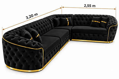 COLTAR EXTENSIBIL PARIS 320x255CM, FIX, NEGRU CU AURIU