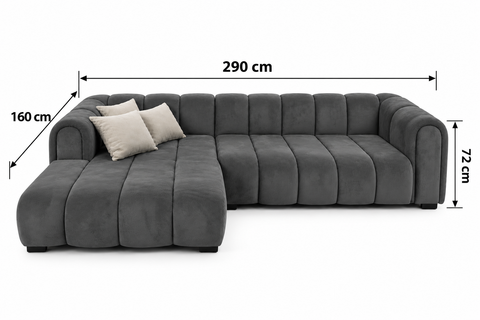 COLȚAR LINEA 290 × 160 CM, FIX, GRI