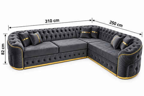 COLȚAR EXTENSIBIL PARIS II 310 × 250 CM – ANTRACIT CU AURIU