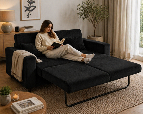 Canapea extensibila Oscar 2 locuri, tapitata neagra