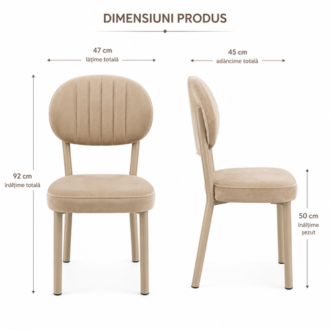 Scaun ELMA – Tapițerie Capucino, Picior Metalic
