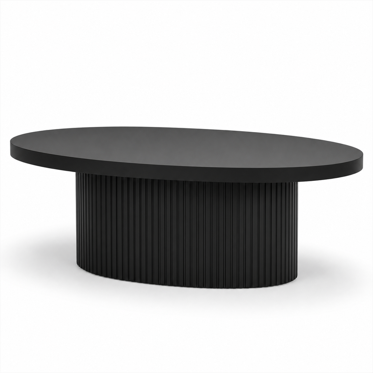 MASUTA CAFEA OVALA CU RIFLAJE NEGRU 120x60x40cm
