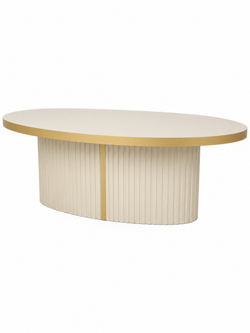 MASUTA CAFEA OVALA CU RIFLAJE CAPUCINO & AURIU  120x60x40cm