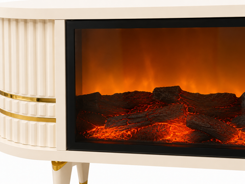 COMODA TV BEJ & AURIU CU RIFLAJE SI SEMINEU 150x35x50cm