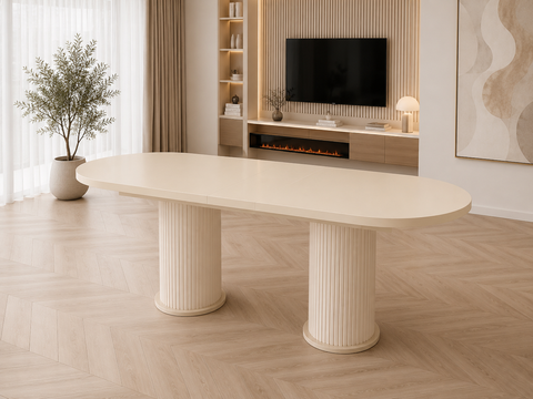 Masa dining ACCENT cu riflaje extensibila ovala, BEJ