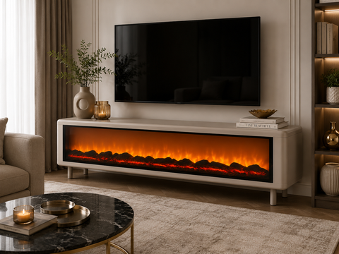 Comoda TV CAPUCINO cu semineu 200x40x65cm