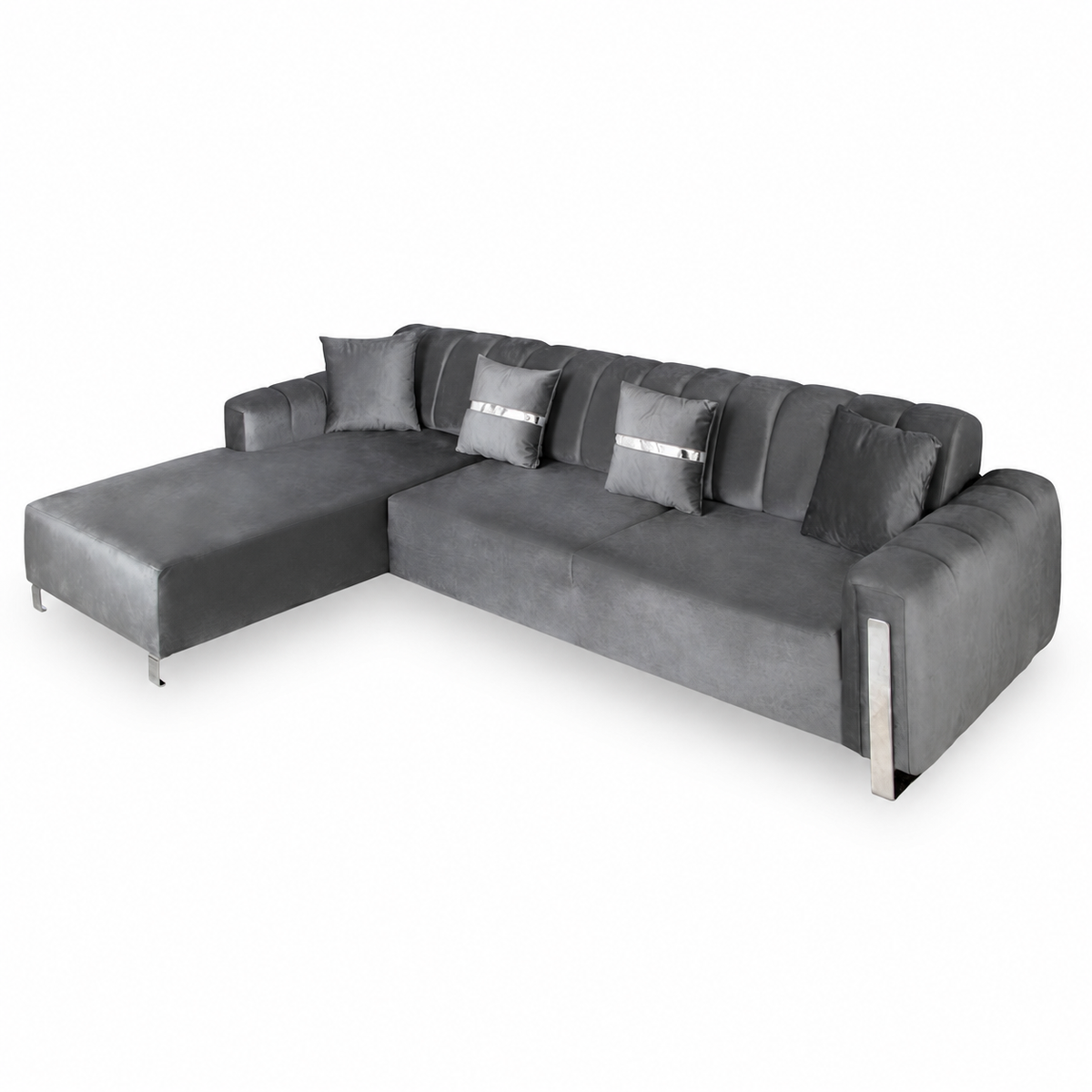Coltar Florensa electric, gri cu argintiu 320 x 180 cm - sezlong stanga