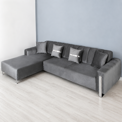 Coltar Florensa electric, gri cu argintiu 320 x 180 cm - sezlong stanga