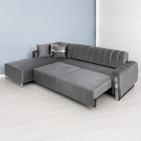 Coltar Florensa electric, gri cu argintiu 320 x 180 cm - sezlong stanga