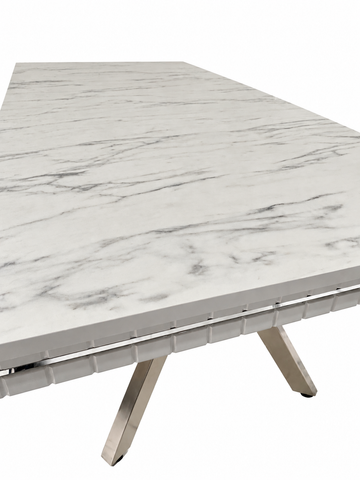 MASĂ DINING OSCAR CU PICIOR METALIC ARGINTIU – 180 / 210 / 240 × 90 cm