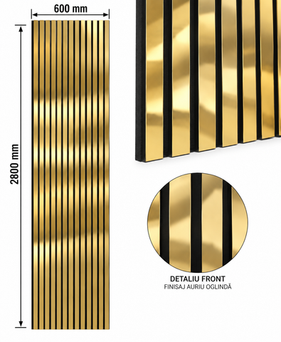 RIFLAJ TIP PANOU ACUSTIC AURIU DIN MDF – 2800 × 600 × 18 mm