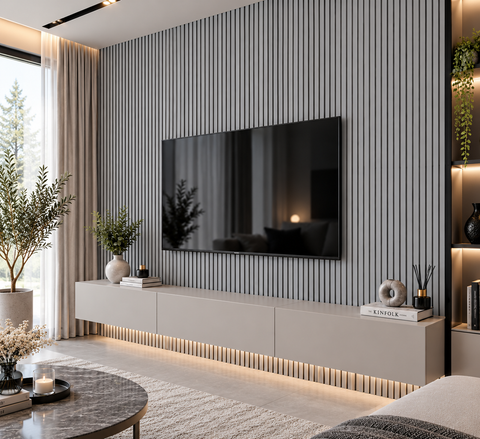 RIFLAJ TIP PANOU ACUSTIC GRI DIN MDF 2800 × 600 mm – 18 mm / 22 mm