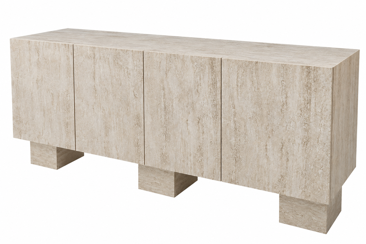 CONSOLĂ TV ARIA – TRAVERTIN – 160 × 42 × 74 cm