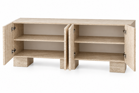 CONSOLĂ TV ARIA – TRAVERTIN – 160 × 42 × 74 cm