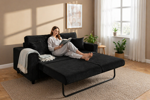 Canapea extensibila Oscar 3 locuri, tapitata neagra