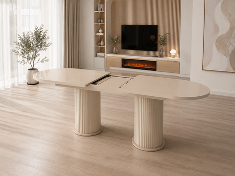 Masa dining ACCENT cu riflaje extensibila ovala, CAPUCINO