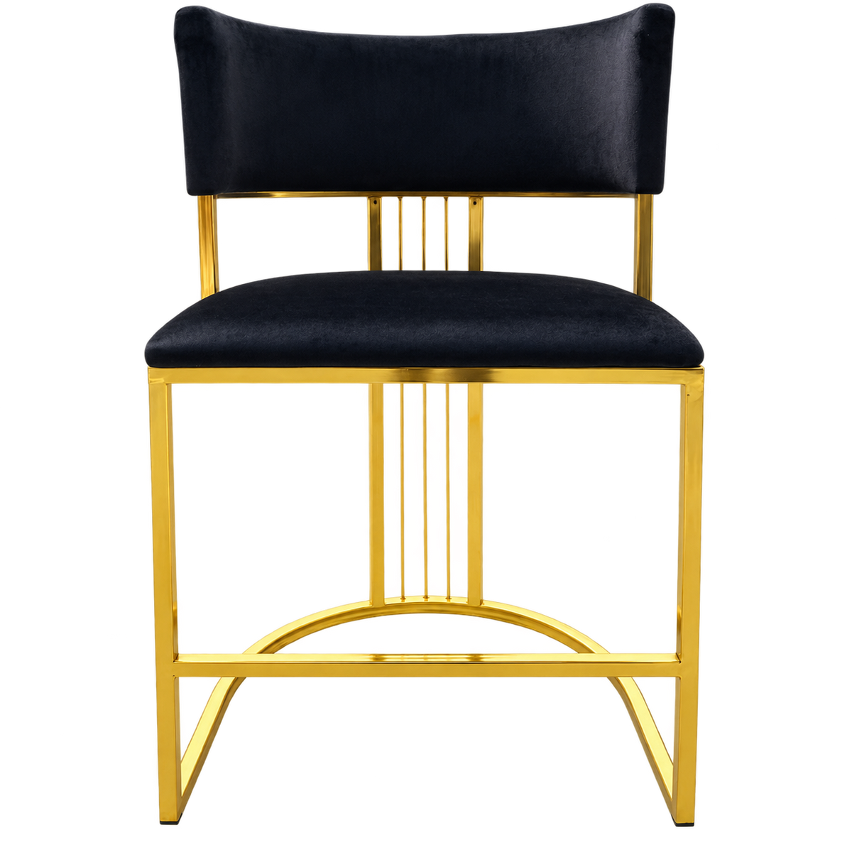SCAUN BAR NORA - METAL AURIU , CATIFEA NEAGRA