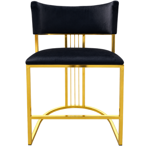SCAUN BAR NORA - METAL AURIU , CATIFEA NEAGRA