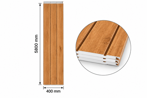 Panou sandwich decorativ 5800x400x16mm, STEJAR