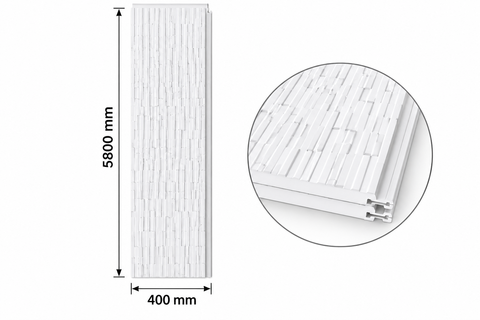 Panou sandwich decorativ 5800x400x16mm, ALB