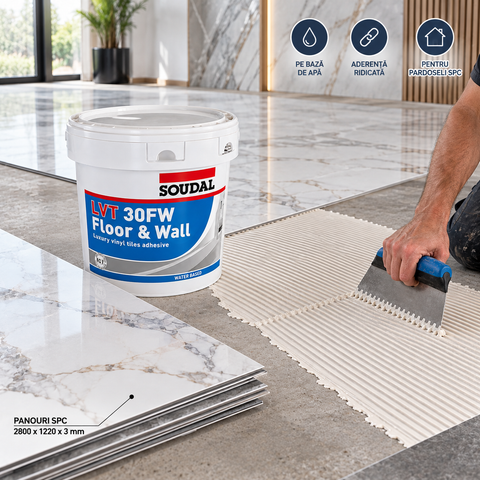 Adeziv Soudal LVT 30FW Floor & Wall – pentru lipirea pardoselilor SPC